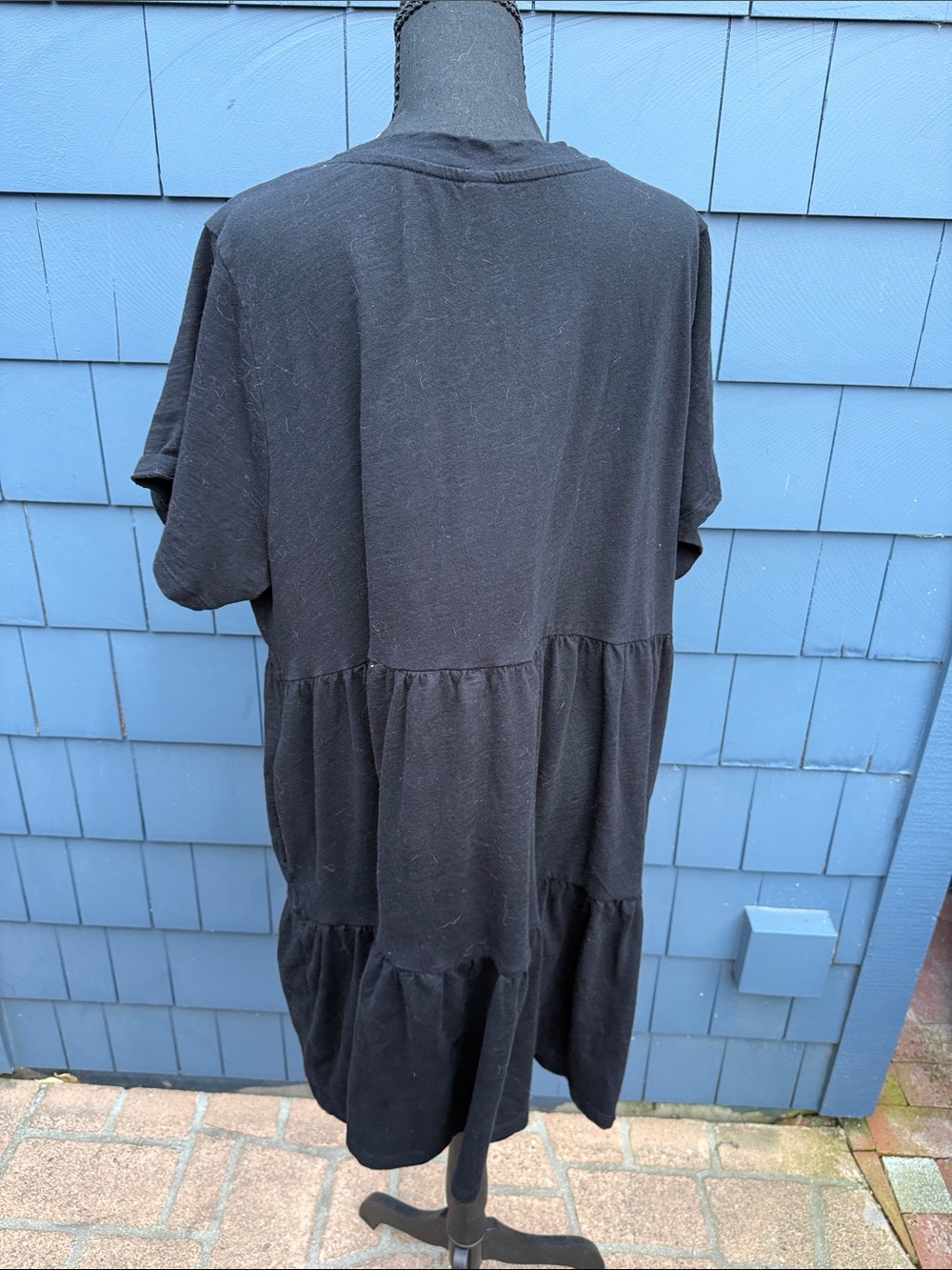Old Navy Black Tiered Short-Sleeve  2XL dress cotton soft - Picture 4 of 5